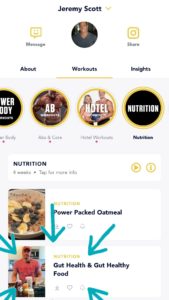 JSF app nutrition tab